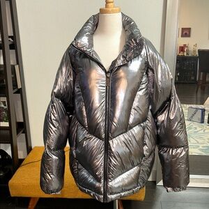 Topshop Shimmering Silver Puffer Jacket